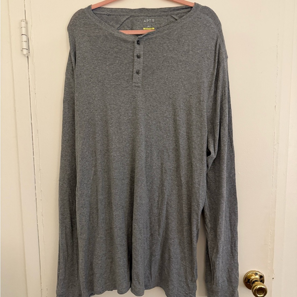 Apt. 9 Charcoal Long Sleeve Henley